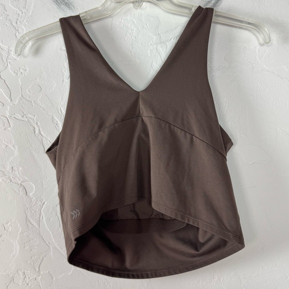 Target All in Motion Longline Bra Tank Top Cropped Solid Dark Brown Chocolate - Picture 2 of 8